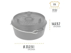 Petromax Dutch Oven FT4.5-T Schwarz mit planem Boden 3,5 l