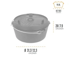 Petromax Dutch Oven FT12-T Schwarz mit planem Boden ca. 11,4 l