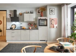 pino Küchenzeile 260 cm Beton Weißgrau Anschlag rechts 1 Geräteschrank