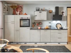 pino Küchenzeile 360 cm Beton Weißgrau Anschlag L 1 Geräte-, 1 Apothekerschrank