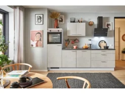 pino Küchenzeile 250 cm Beton Weißgrau Anschlag links 1 Geräteschrank