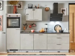 pino Küchenzeile 260 cm Beton Weißgrau Anschlag links 1 Geräteschrank