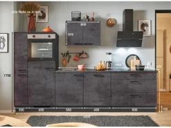pino Küchenzeile 280 cm Beton Grafitgrau Anschlag L 1 Geräte-. 1 Seitenschrank