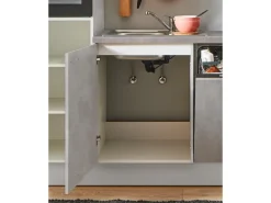 pino Küchenzeile 360 cm Beton Perlgrau Anschlag L 1 Geräte-, 1 Apothekerschrank