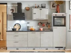 pino Küchenzeile 270 cm Beton Weißgrau Anschlag rechts 1 Geräteschrank