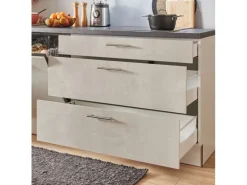 pino Küchenzeile 270 cm Beton Weißgrau Anschlag rechts 1 Geräteschrank