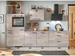 pino Küchenzeile 310 cm Beton Perlgrau Anschlag links 1 Geräte-. 1 Seitenschrank