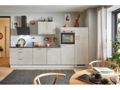 pino Küchenzeile 330 cm Beton Weißgrau Anschlag rechts 2 Geräteschränke