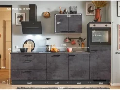 pino Küchenzeile 280 cm Beton Grafitgrau Anschlag rechts 1 Geräteschrank