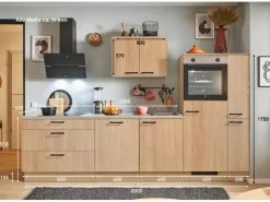pino Küchenzeile 290 cm Eiche Aviva Anschlag rechts 1 Geräte-. 1 Seitenschrank