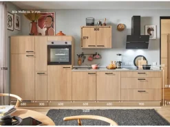 pino Küchenzeile 360 cm Eiche Aviva Anschlag links 1 Geräte-, 1 Apothekerschrank