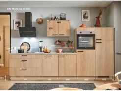 pino Küchenzeile 320 cm Eiche Aviva Anschlag rechts 2 Geräteschränke