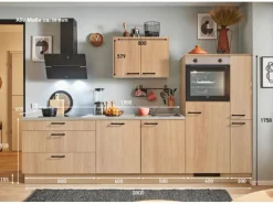 pino Küchenzeile 280 cm Eiche Aviva Anschlag rechts 1 Geräte-. 1 Seitenschrank