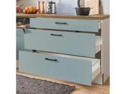 pino Küchenzeile 270 cm Fjordgrün Anschlag rechts 1 Geräteschrank