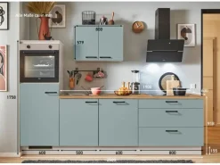 pino Küchenzeile 250 cm Fjordgrün Anschlag links 1 Geräteschrank
