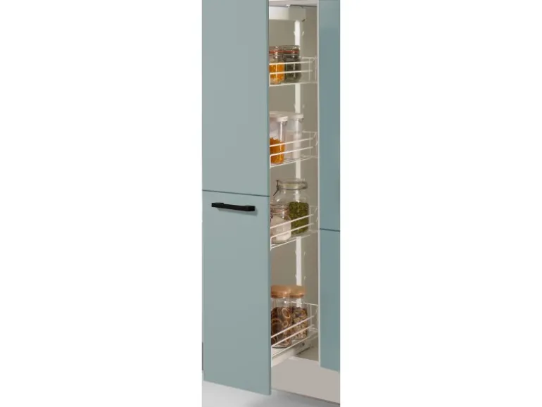 pino Küchenzeile 340 cm Fjordgrün Anschlag rechts 1 Geräte-, 1 Apothekerschrank