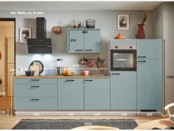 pino Küchenzeile 320 cm Fjordgrün Anschlag rechts 2 Geräteschränke
