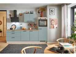 pino Küchenzeile 260 cm Fjordgrün Anschlag rechts 1 Geräteschrank