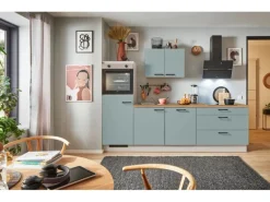 pino Küchenzeile 260 cm Fjordgrün Anschlag links 1 Geräteschrank