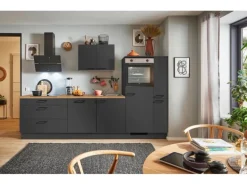 pino Küchenzeile 300 cm Grafit Anschlag rechts 1 Geräte-. 1 Seitenschrank