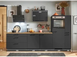 pino Küchenzeile 300 cm Grafit Anschlag rechts 1 Geräte-. 1 Seitenschrank