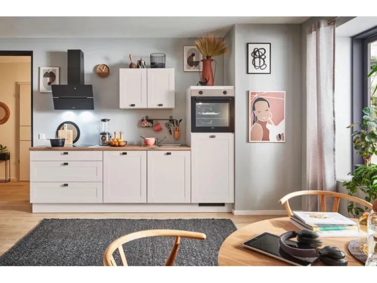 pino Küchenzeile 250 cm Kaschmirgrau Matt Anschlag rechts 1 Geräteschrank