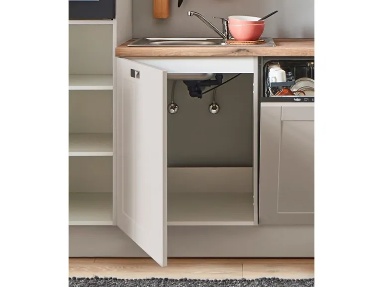 pino Küchenzeile 250 cm Kaschmirgrau Matt Anschlag rechts 1 Geräteschrank