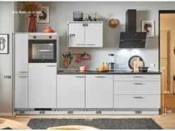 pino Küchenzeile 310 cm Lichtgrau Anschlag links 1 Geräte-. 1 Seitenschrank
