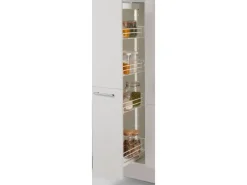 pino Küchenzeile 250 cm Lichtgrau Hochglanz Anschlag rechts 1 Geräteschrank