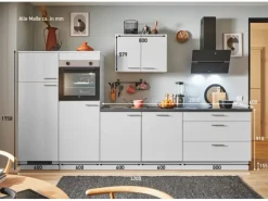 pino Küchenzeile 320 cm Lichtgrau Anschlag links 2 Geräteschränke