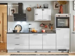 pino Küchenzeile 270 cm Lichtgrau Hochglanz Anschlag rechts 1 Geräteschrank