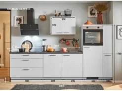 pino Küchenzeile 290 cm Lichtgrau Anschlag rechts 1 Geräte-, 1 Apothekerschrank
