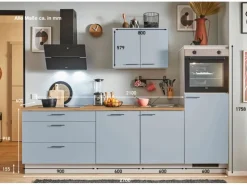 pino Küchenzeile 270 cm Pastellblau Anschlag rechts 1 Geräteschrank