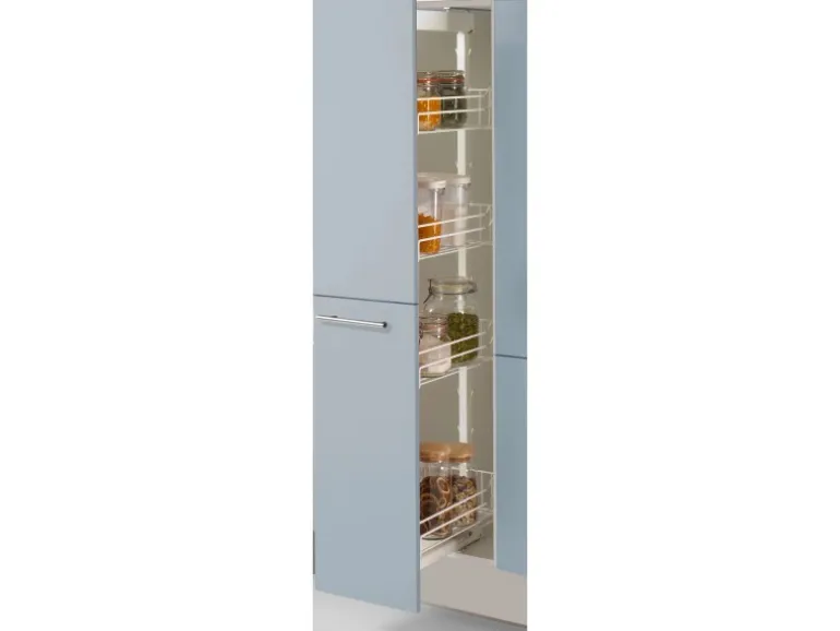 pino Küchenzeile 280 cm Pastellblau Anschlag rechts 1 Geräte-. 1 Seitenschrank
