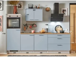 pino Küchenzeile 250 cm Pastellblau Anschlag links 1 Geräteschrank