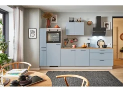 pino Küchenzeile 310 cm Pastellblau Anschlag links 1 Geräte-. 1 Seitenschrank