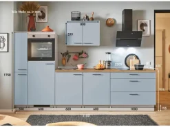pino Küchenzeile 310 cm Pastellblau Anschlag links 1 Geräte-. 1 Seitenschrank