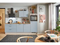 pino Küchenzeile 280 cm Pastellblau Anschlag rechts 1 Geräteschrank