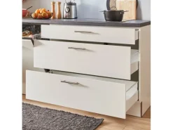 pino Küchenzeile 320 cm Weiß Anschlag links 2 Geräteschränke