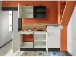 pino Küchenzeile 180 cm Weiß Anschlag rechts 1 Geräteschrank