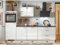 pino Küchenzeile 270 cm Weiß Hochglanz Anschlag links 1 Geräteschrank