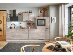 pino Küchenzeile 280cm Beton Perlgrau Anschlag rechts 1 Geräte-. 1 Seitenschrank