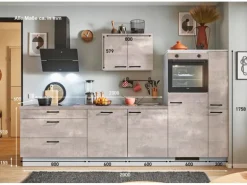 pino Küchenzeile 280cm Beton Perlgrau Anschlag rechts 1 Geräte-. 1 Seitenschrank
