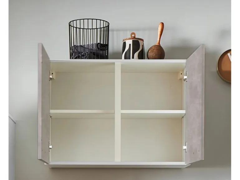 pino Küchenzeile 310cm Beton Perlgrau Anschlag L 1 Geräte-, 1 Apothekerschrank