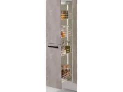pino Küchenzeile 340cm Beton Perlgrau Anschlag R 1 Geräte-, 1 Apothekerschrank