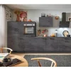 pino Küchenzeile 340cm Beton Grafitgrau Anschlag L 1 Geräte-, 1 Apothekerschrank