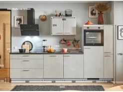 pino Küchenzeile 290cm Beton Weißgrau Anschlag rechts 1 Geräte-. 1 Seitenschrank