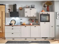 pino Küchenzeile 280cm Kaschmirgrau Matt Anschlag R 1 Geräte-, 1Apothekerschrank
