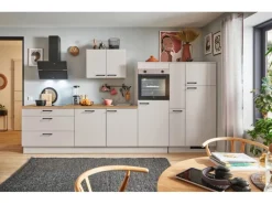 pino Küchenzeile 360cm Kaschmirgrau Anschlag rechts 1Geräte-, 1 Apothekerschrank