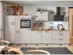 pino Küchenzeile 340cm Kaschmirgrau Anschlag links 1 Geräte-, 1 Apothekerschrank
